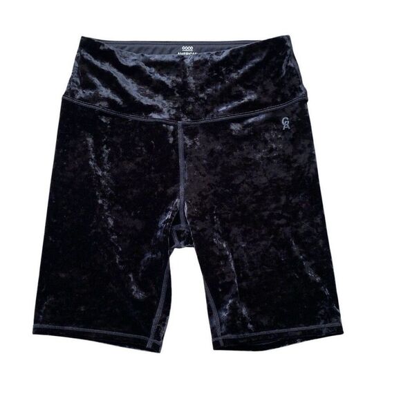 Good American Crushing It Black Velvet Bike Shorts Size 3 Large ** Read Listing - Picture 1 of 5